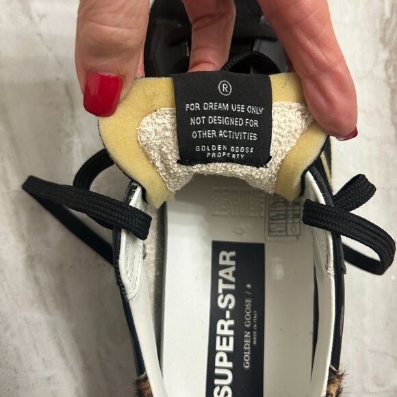 Golden Goose Superstar Black Leather/Mesh/Suede, Gold Star Leopard Heel  EU 40 - Picture 4 of 11